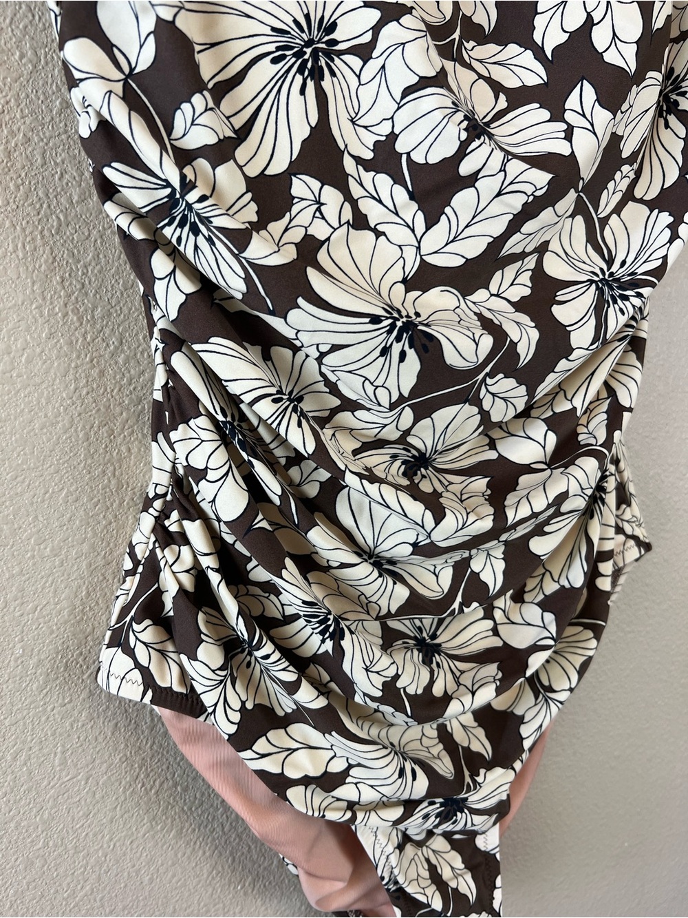 J.Crew Ruched bandeau one-piece swimsuit in floral brown - Picture 5 of 12
